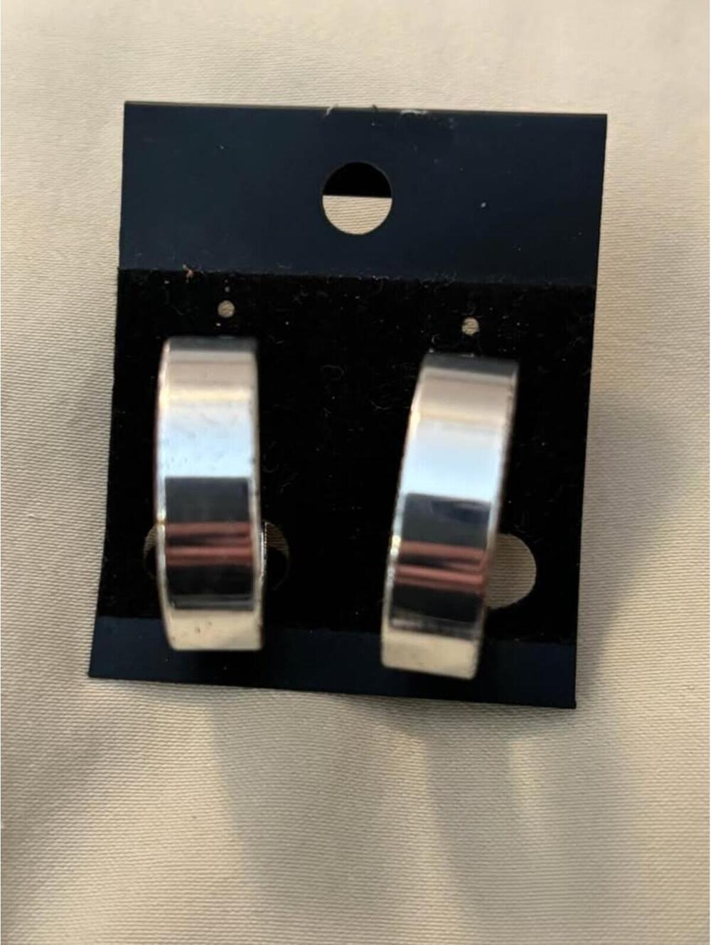Silver Wide Band Hoop Earrings